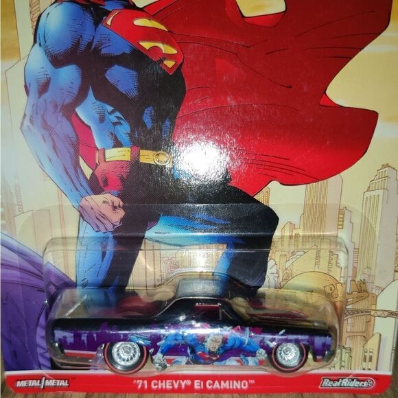 SUPERMAN 71' Chevy El Camino DC Comics Hot Wheels Pop Culture Real Riders - Picture 5 of 5